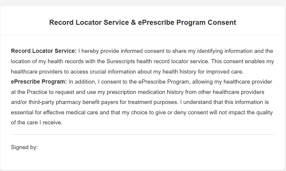 Patient Consents Management screen