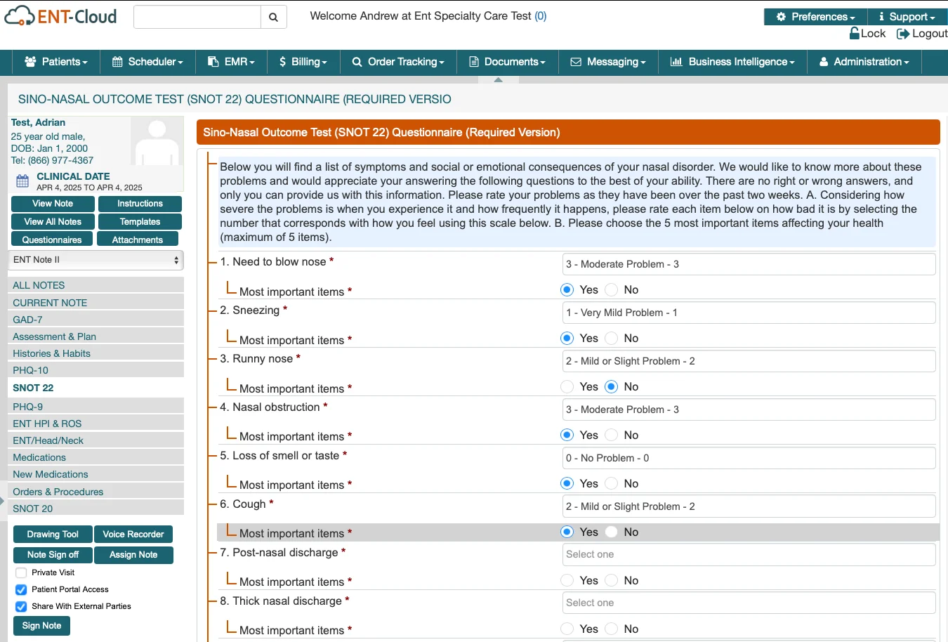 Sino Nasal Outcome Test