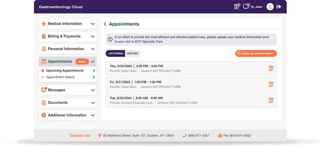 Patient Portal Gastroenterology Practices Screen