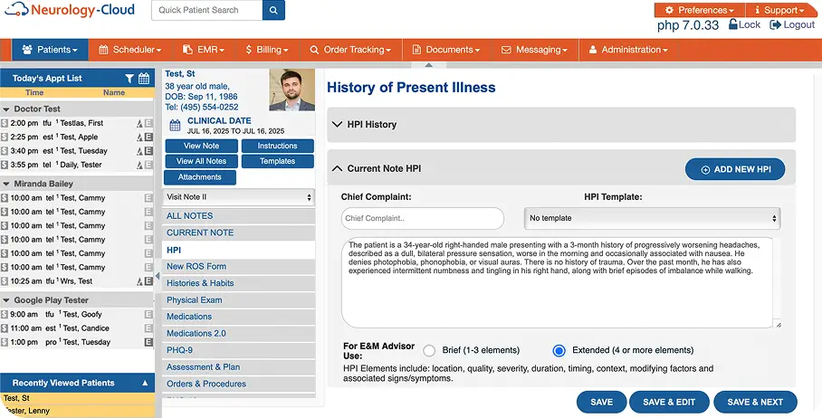 EHR Designed for Neurology Practices
