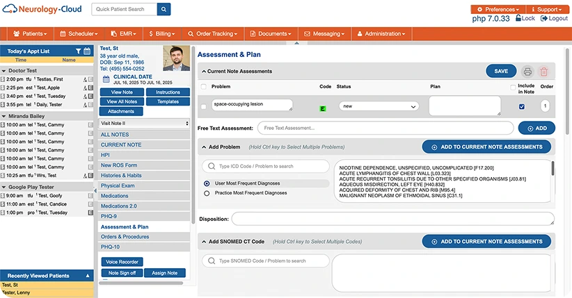 Practice management-software and services provider screen