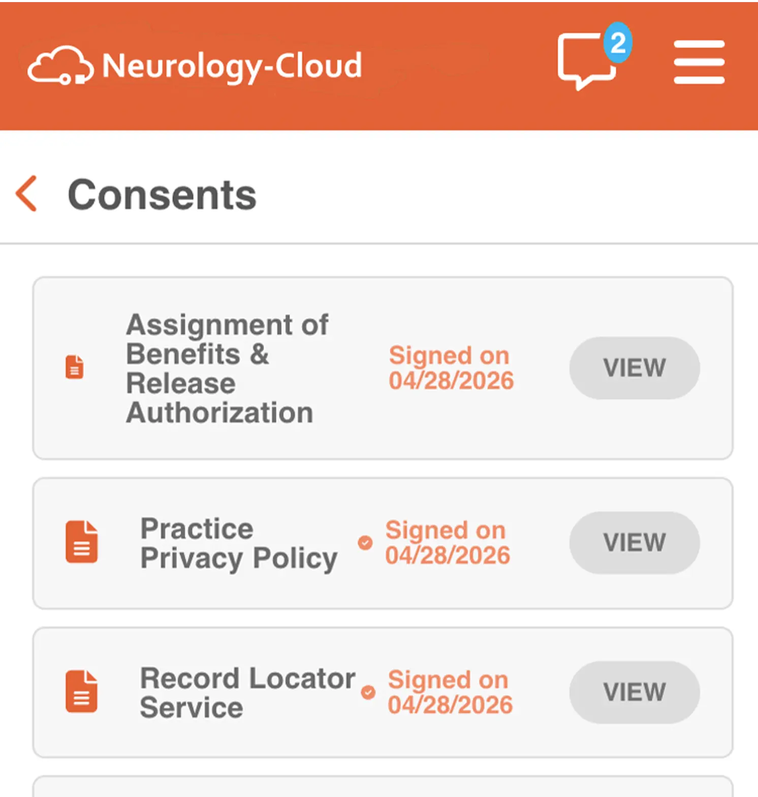 neurology - patient portal consent forms