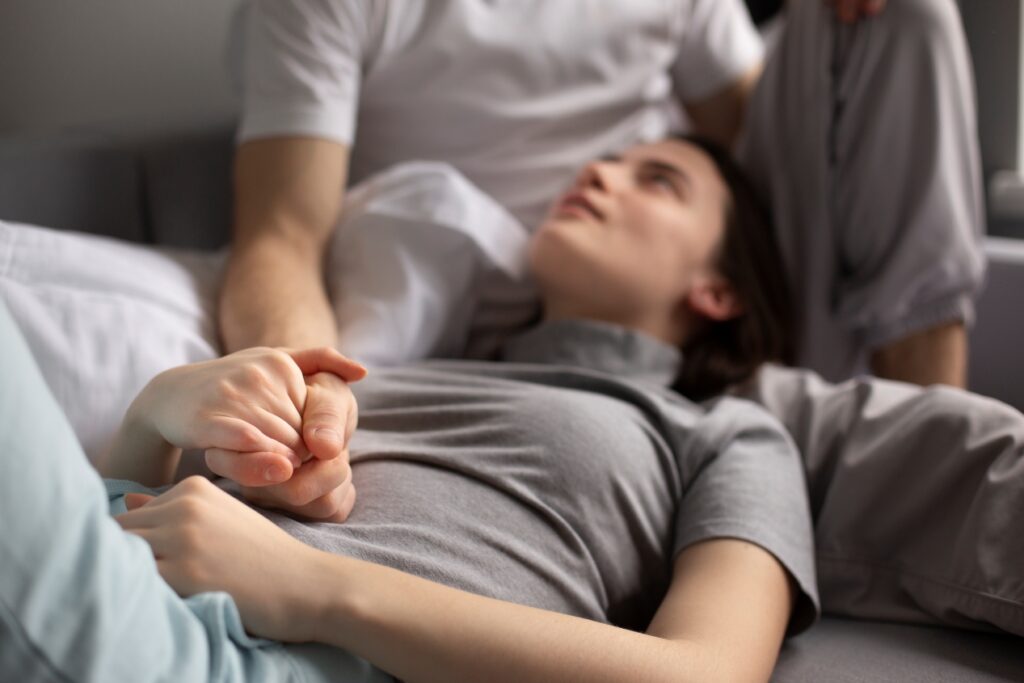 woman holding hand