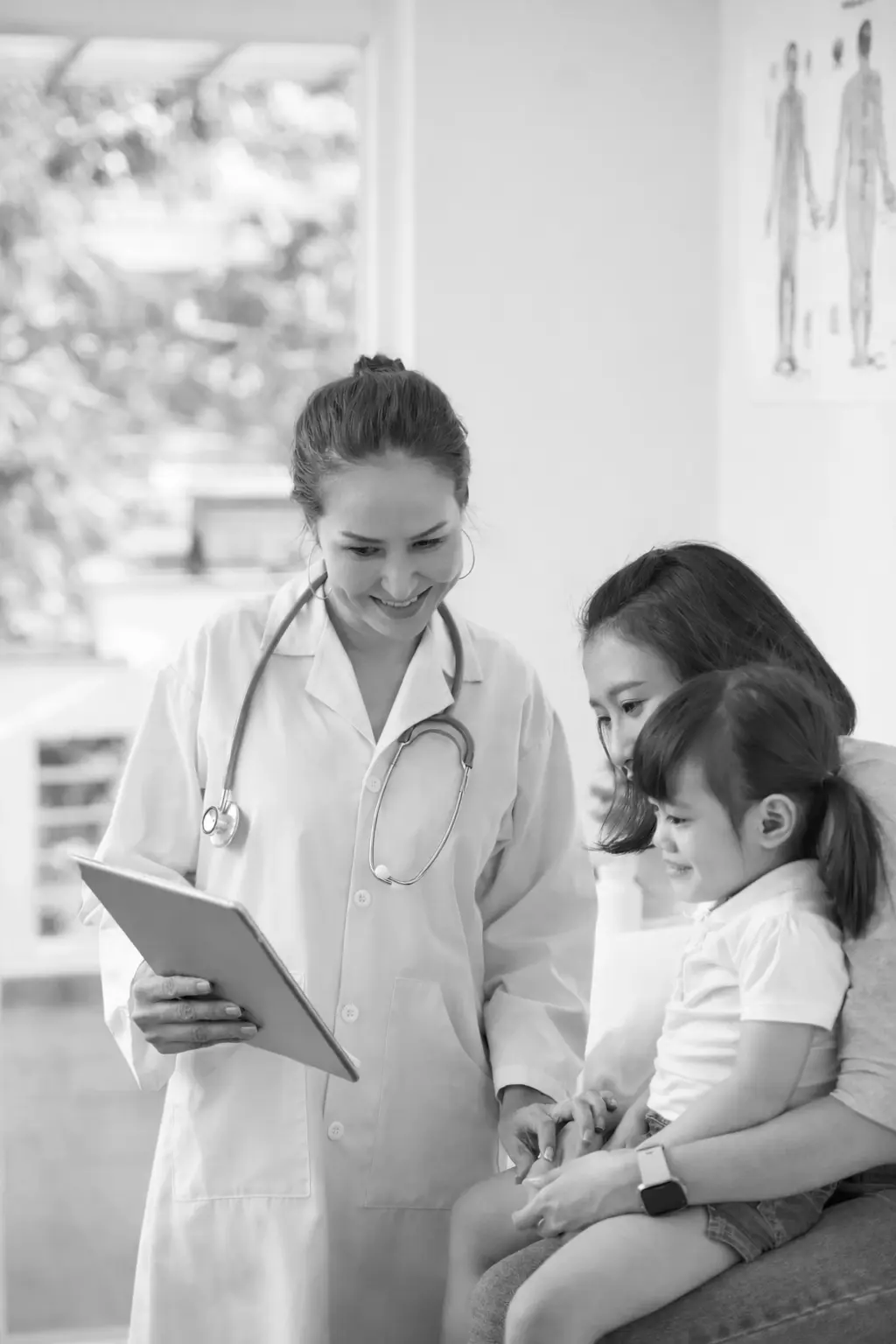pediatrician showing prescription