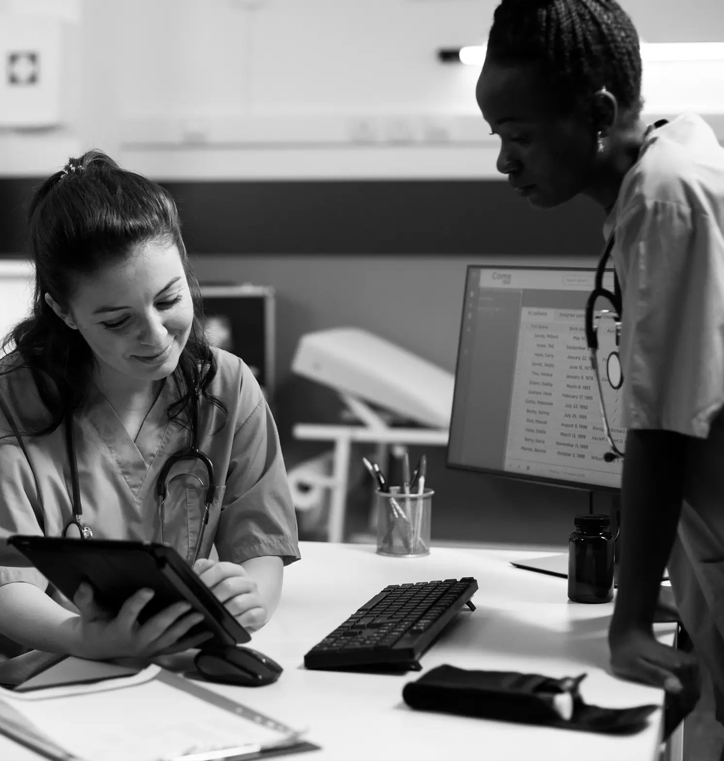 Medical team nurses working urgent care clinic