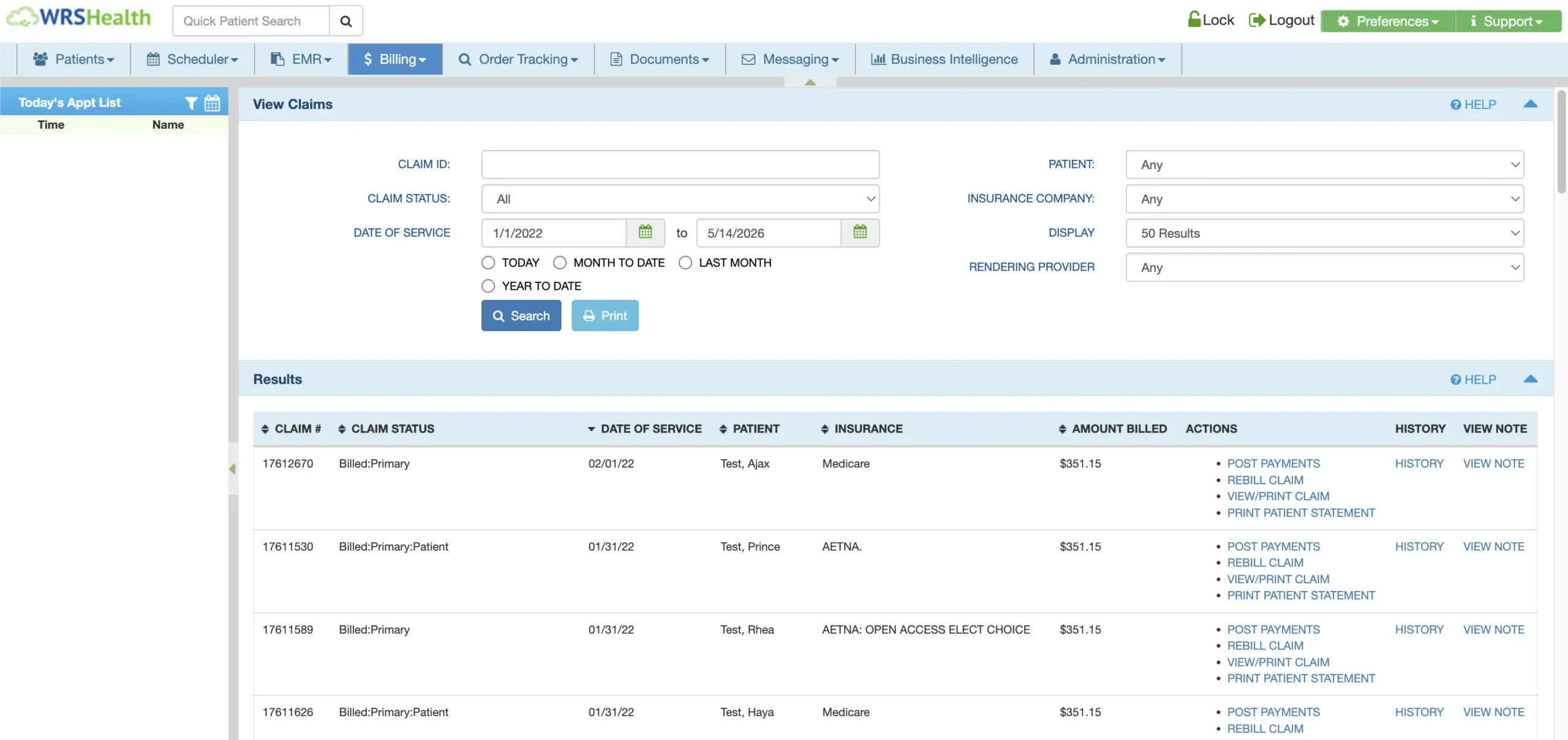 WRS Health EHR Orders and Procedures