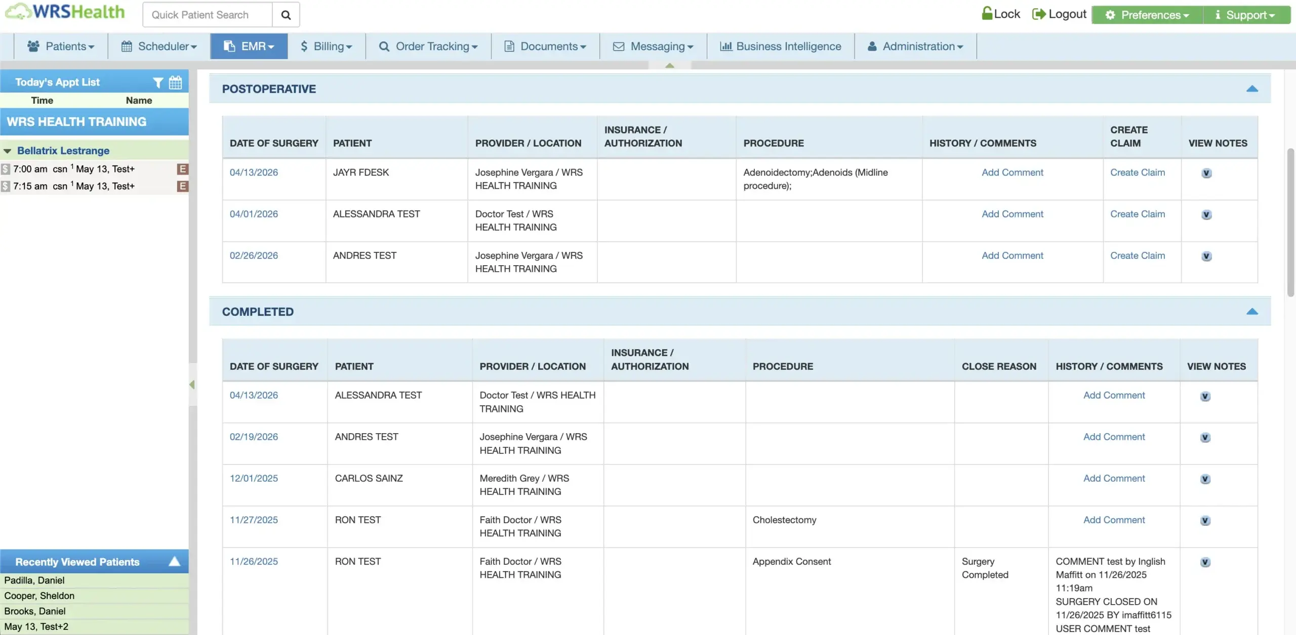 WRS Health EHR Orders and Procedures