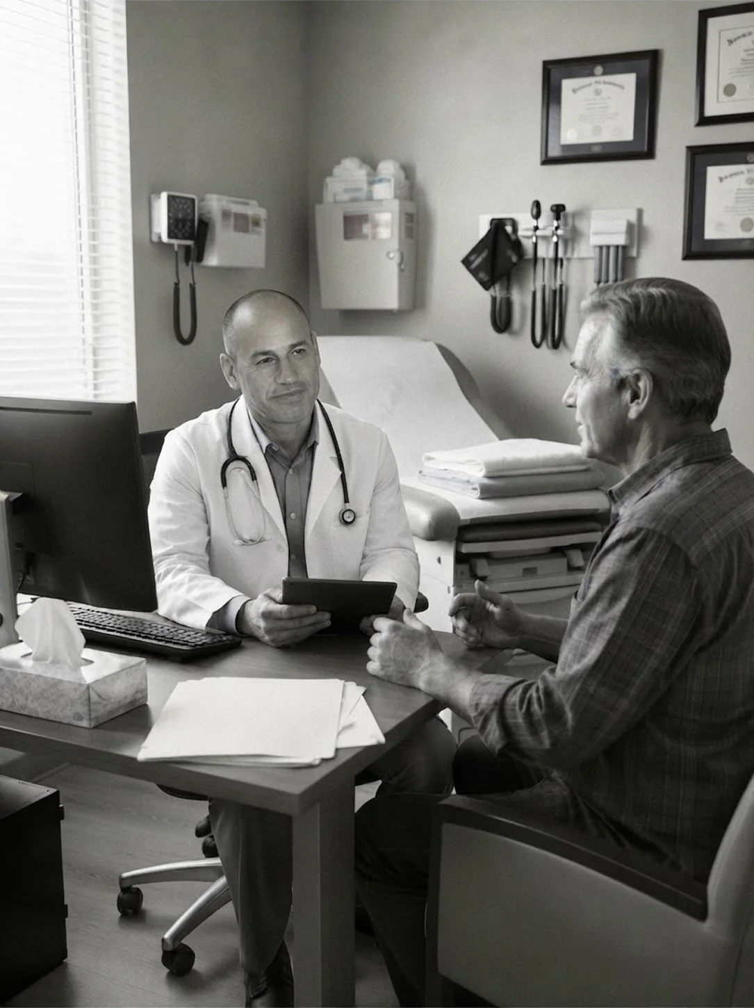 Dr. Gordon in the clinic with patient